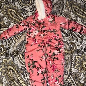 Floral Pink Baby Snowsuit